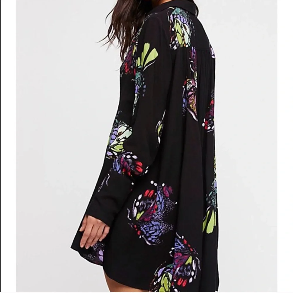 FREE PEOPLE FIELD OF BUTTERFLIES FLORAL LONG SLEEVE TOP XS NWT Boho Y2K Festival